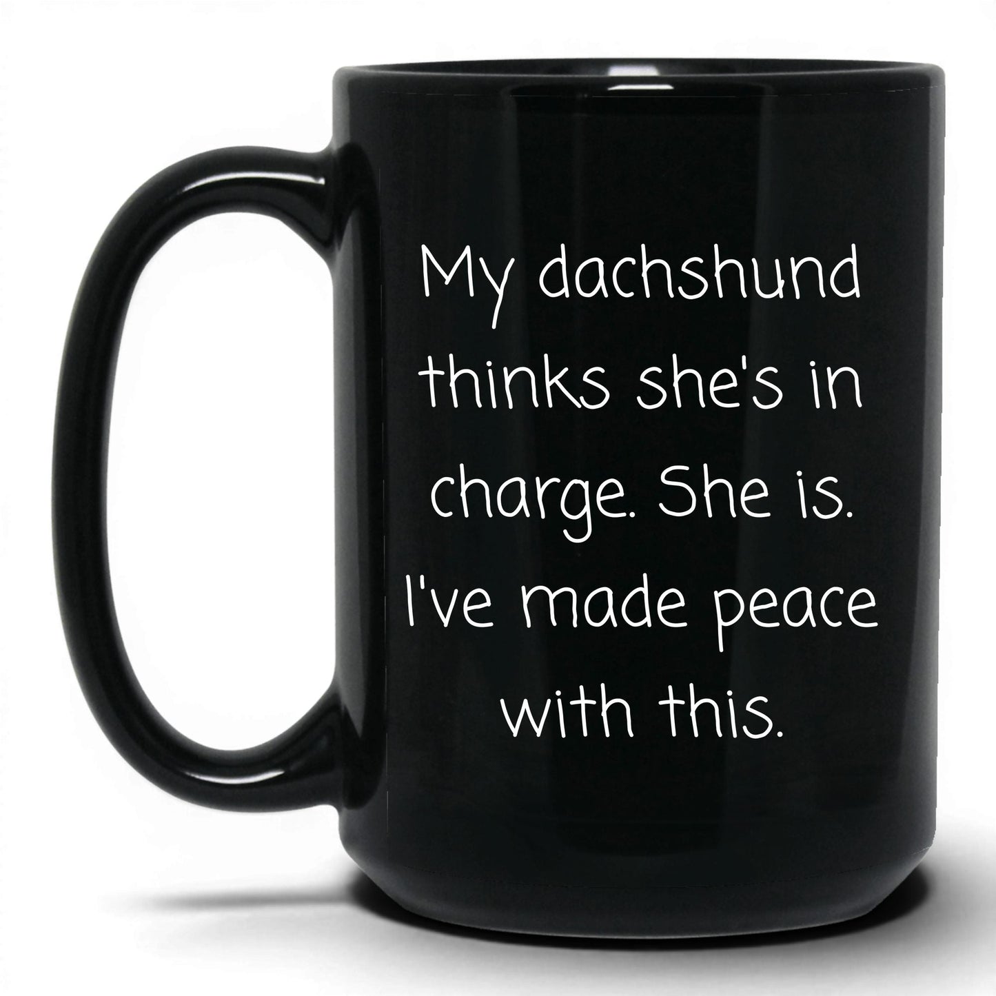 In Charge Dachshund Mug – 15oz Black Mug