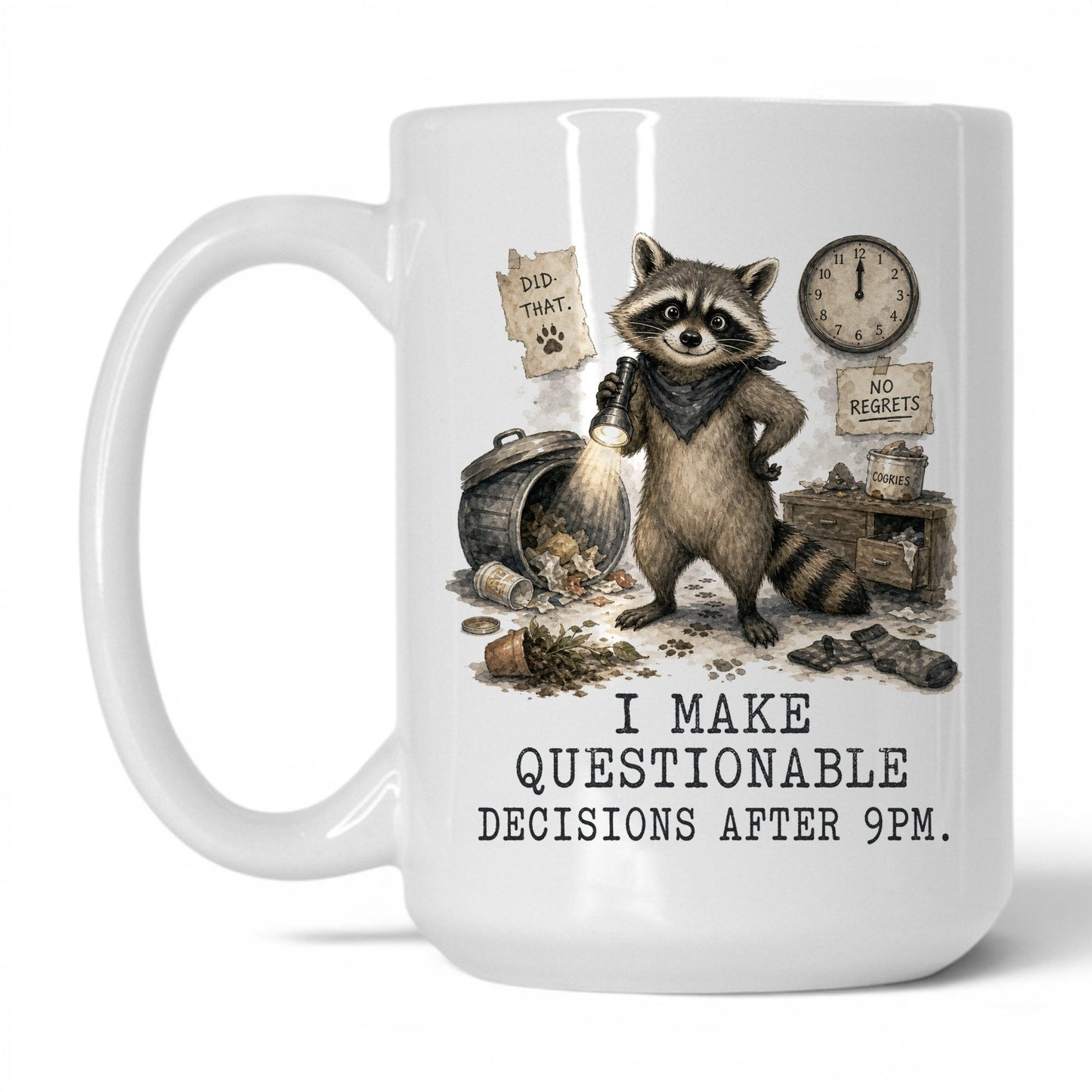 Questionable Decisions Raccoon Mug – 15oz White Mug