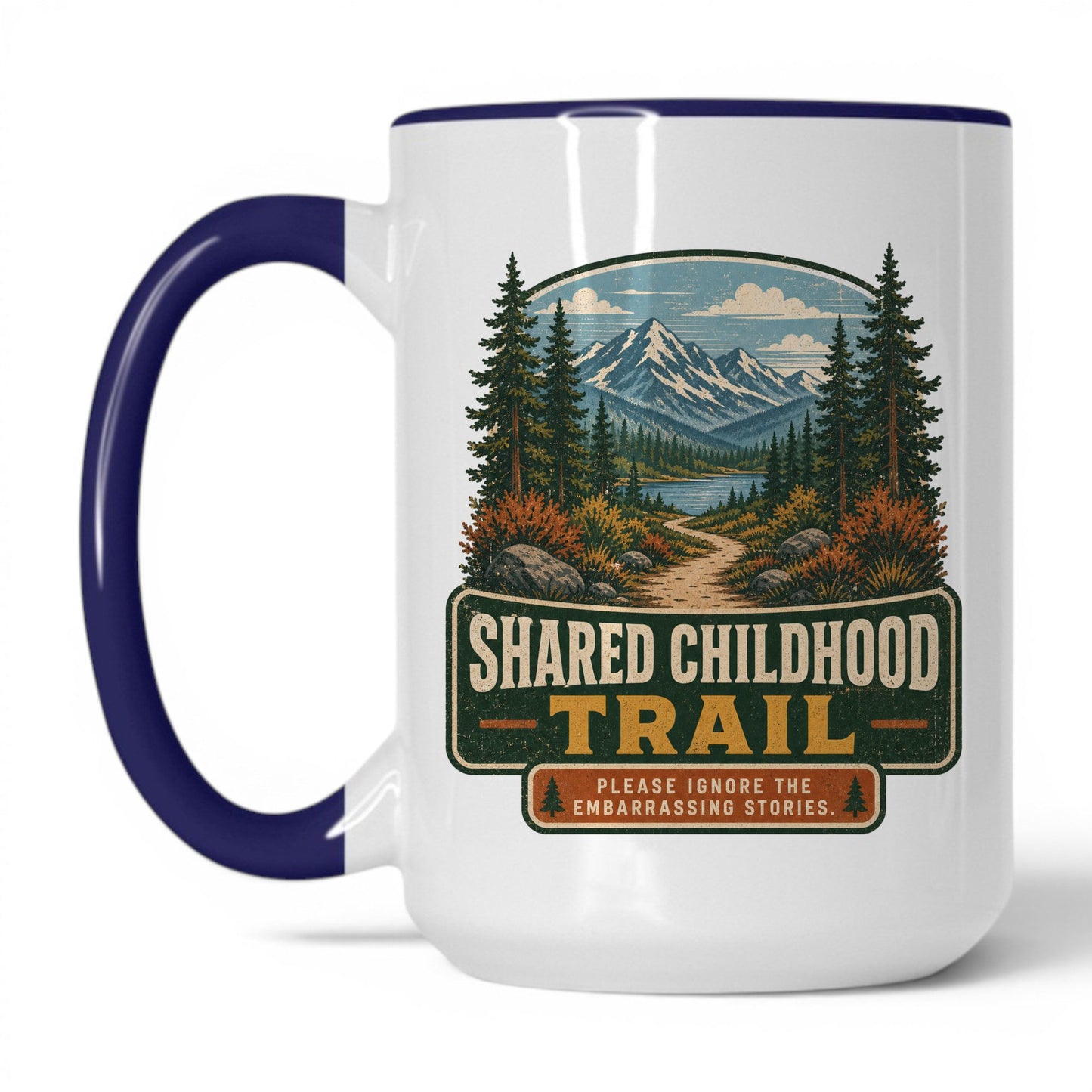 Shared Childhood Trail Mug – 15oz White/Midnight Blue Mug