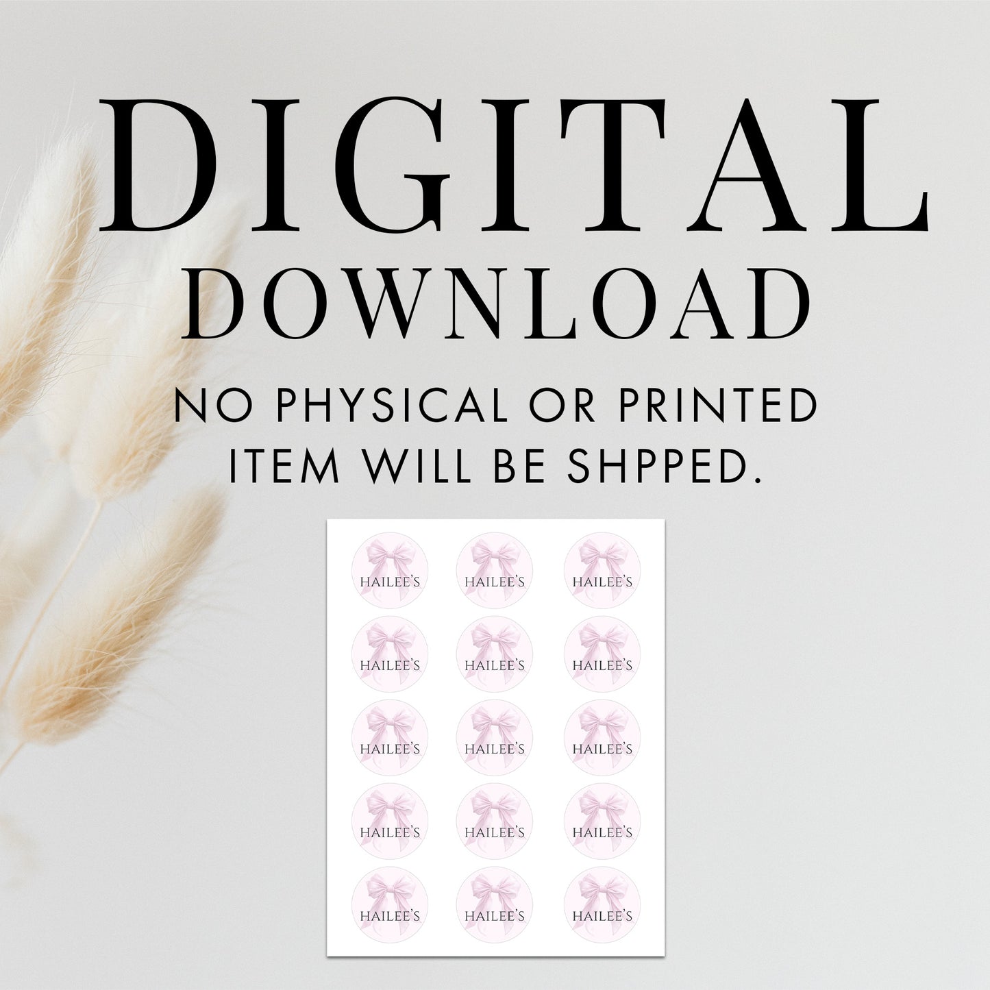 Editable Elegant Pink Bow Baby Shower Cupcake Topper Canva Template