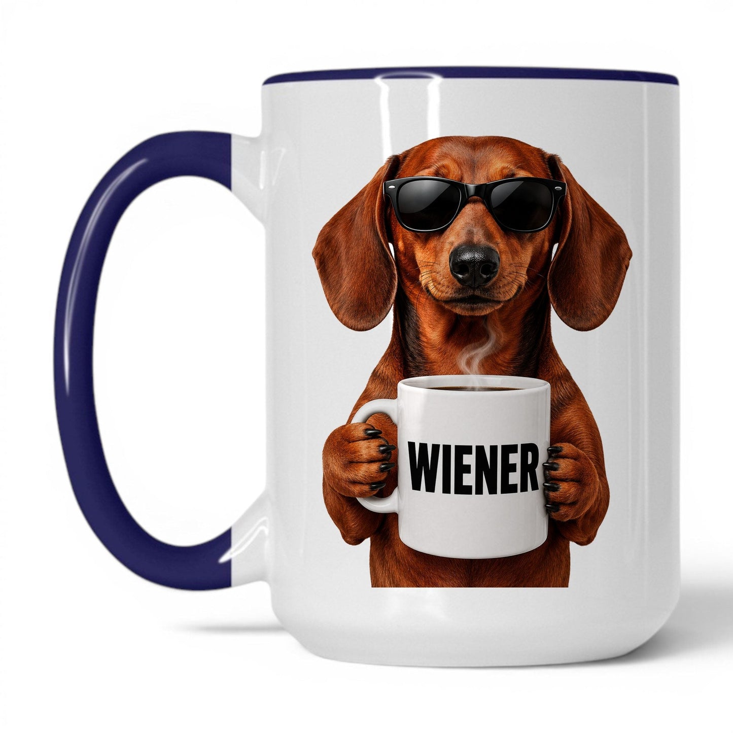 Dachshund Wiener coffee mug — 15oz White Midnight Blue