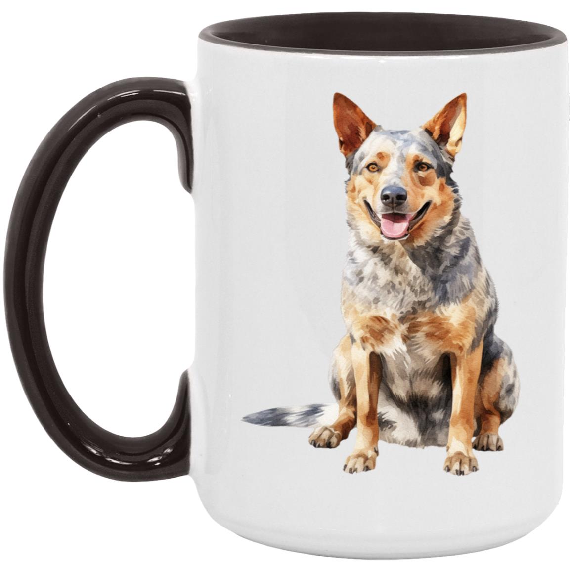 Australian Cattle Dog watercolor mug – 15oz Black