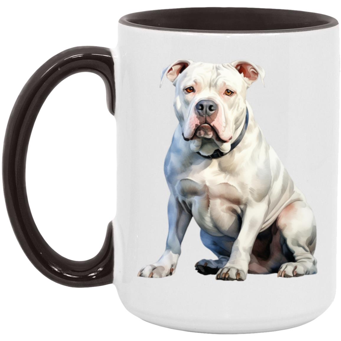 American Bulldog watercolor mug – 15oz Black