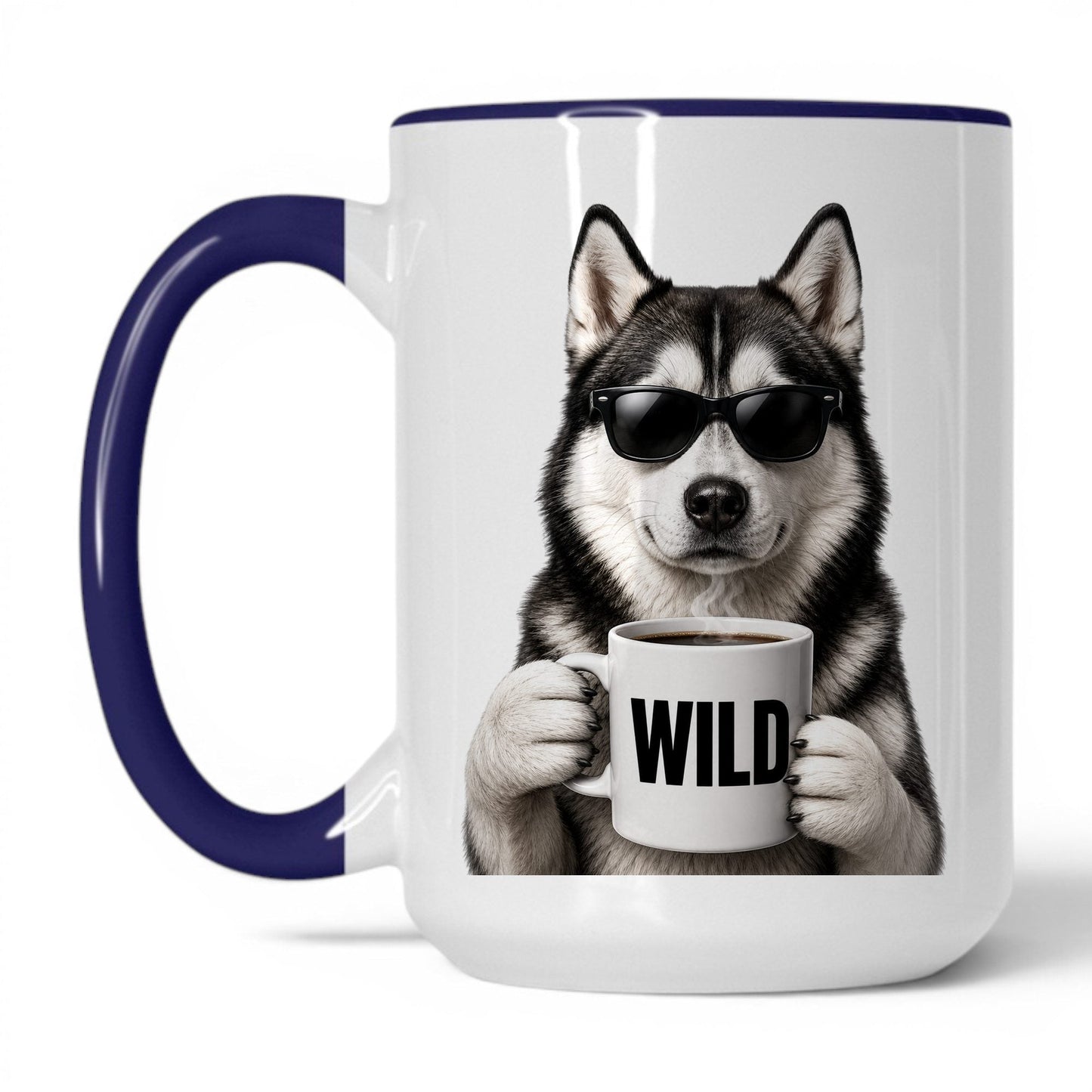 Husky Wild coffee mug — 15oz White Midnight Blue