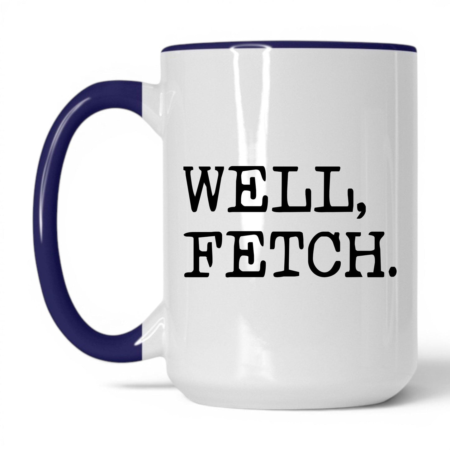 Well Fetch 15oz white and midnight blue coffee mug