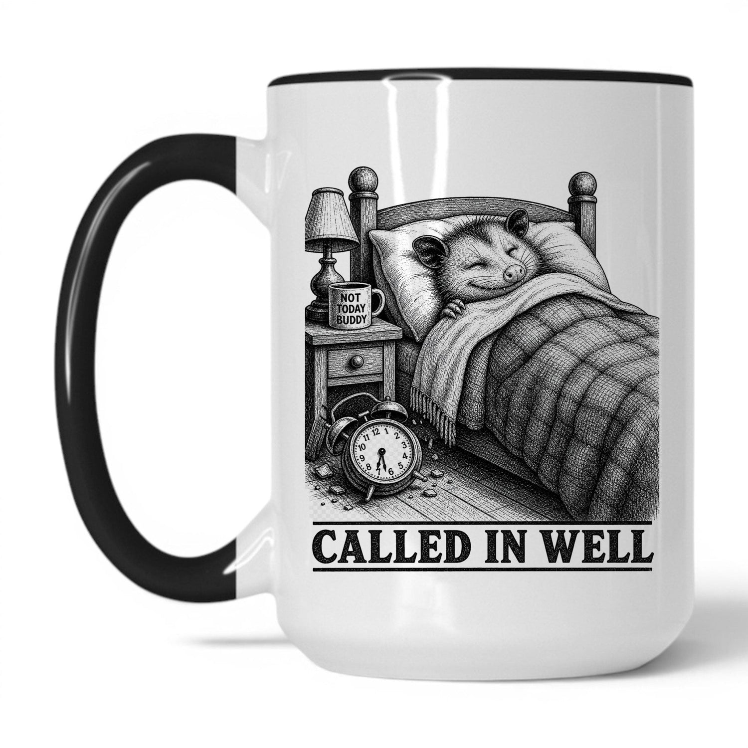 Funny Opossum Sketch Mugs