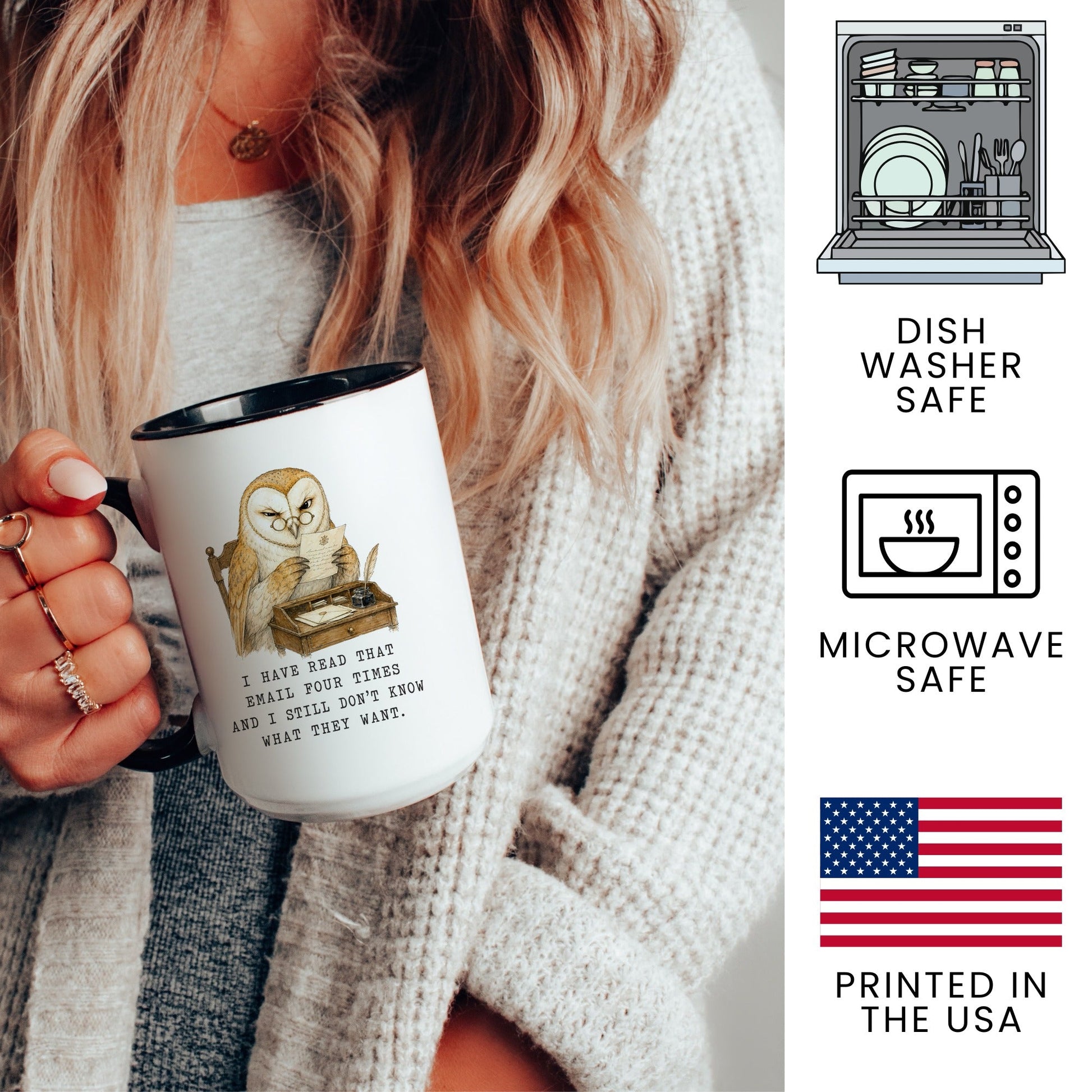 Lifestyle Photo #3 Read That Email Four Times Owl Mug