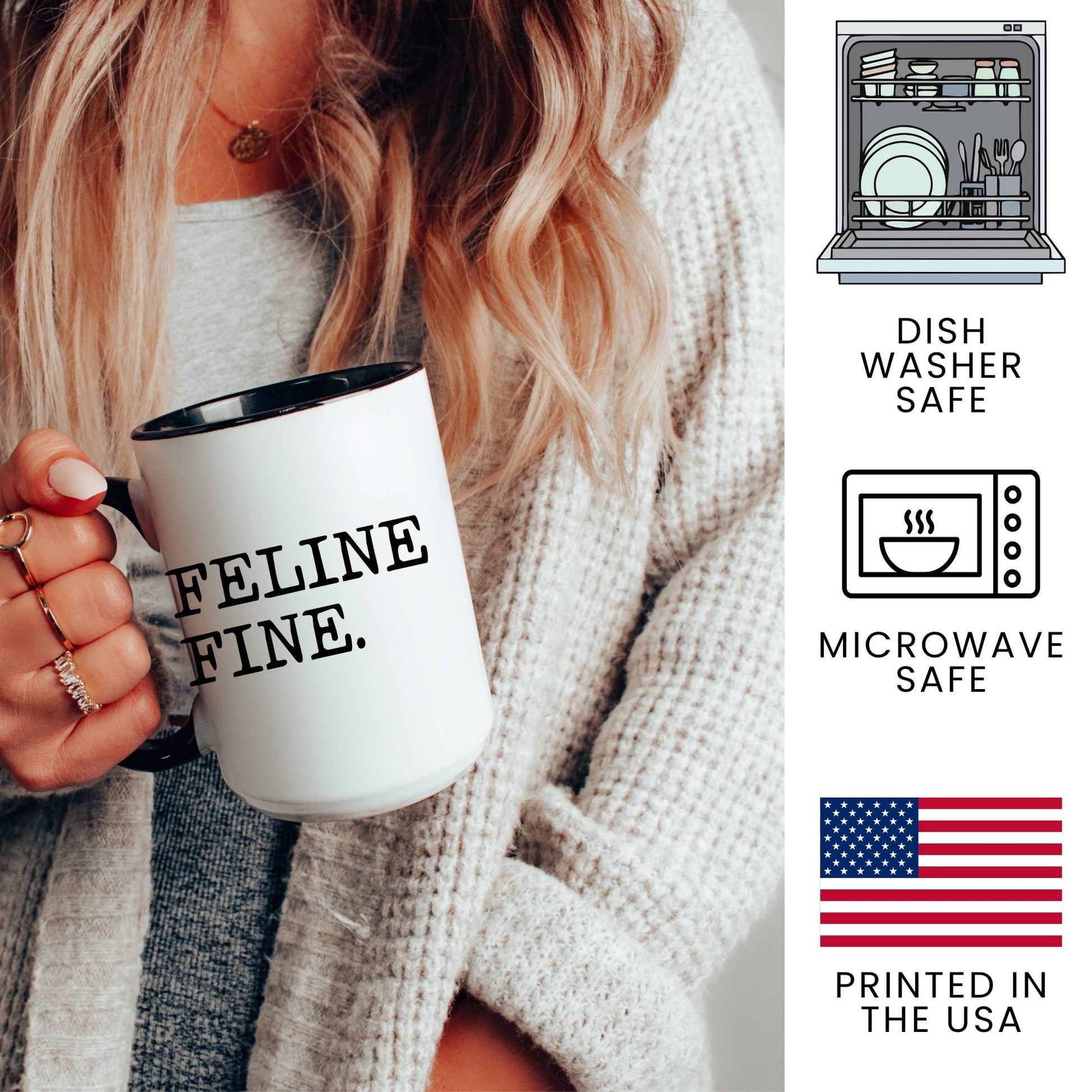 Feline Fine coffee mug - dishwasher safe, microwave safe, printed in the USA