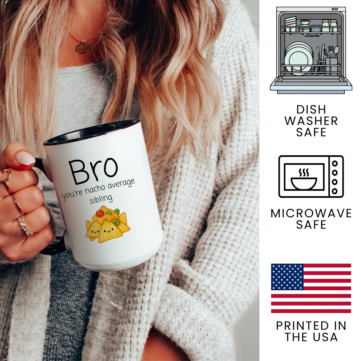 Nacho average sibling brother coffee mug held in hand