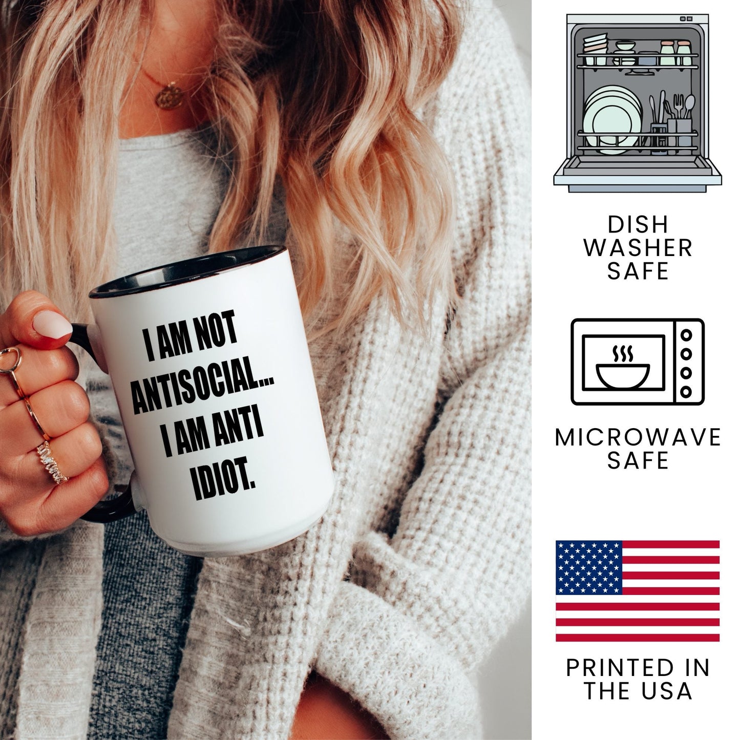 Lifestyle Photo #3 Anti-Idiot Not Antisocial Mug