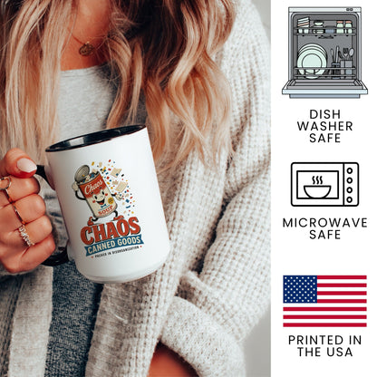 Chaos Canned Goods Mug - lifestyle photo