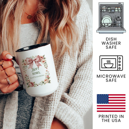 Soft Bows Hard Boundaries Mug - lifestyle photo