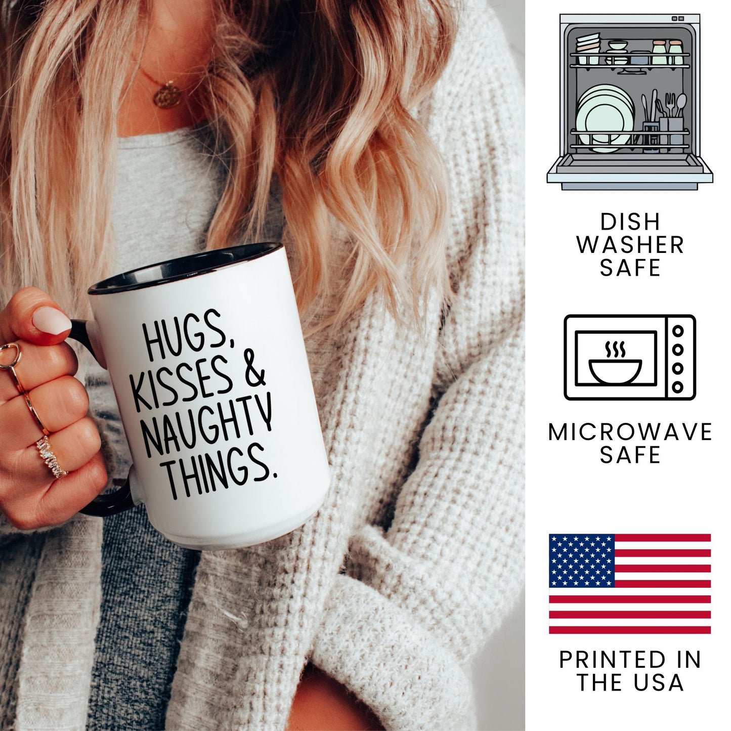 Lifestyle Photo #3 Hugs Kisses and Naughty Things Mug