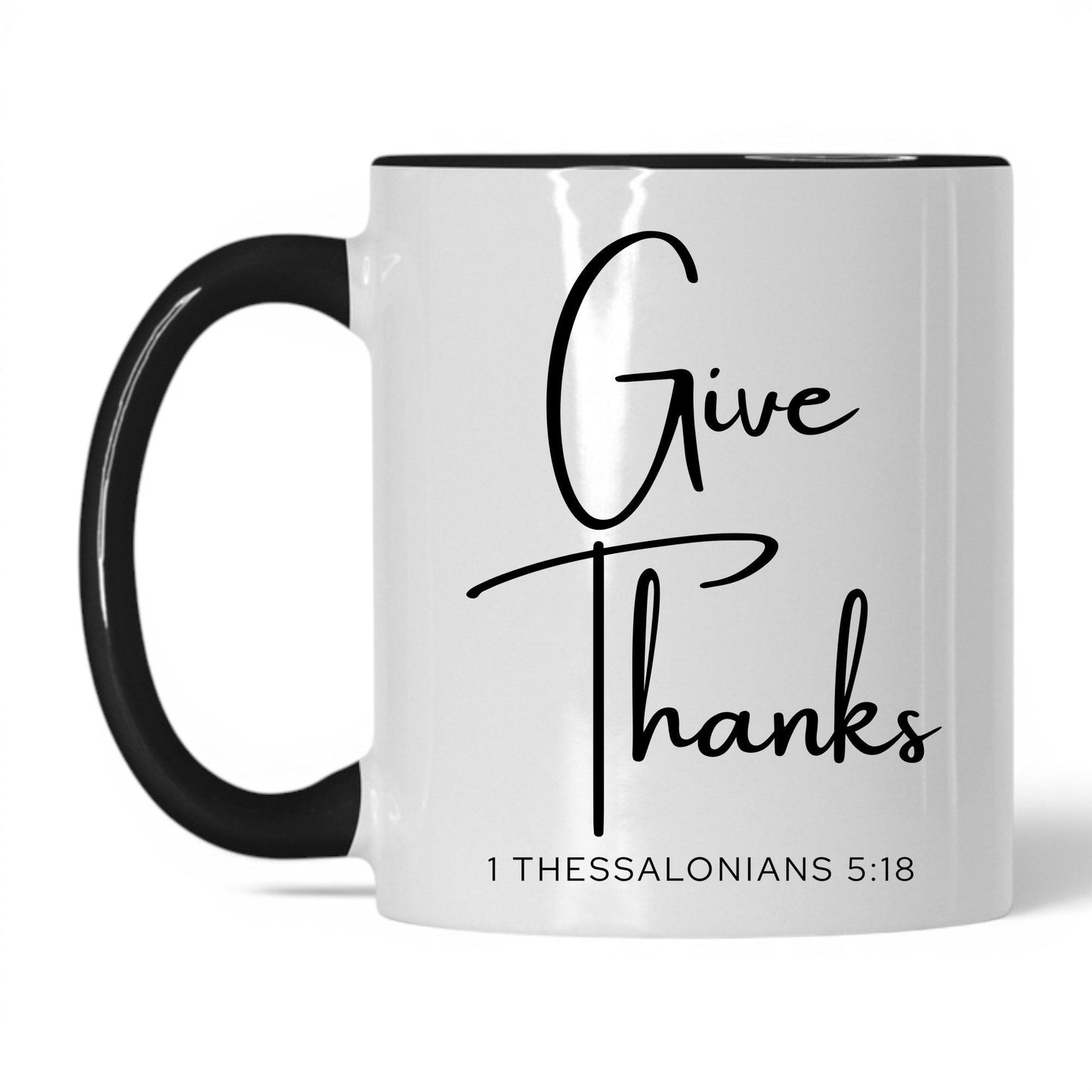 Give Thanks Mug – 11oz White/Black Mug
