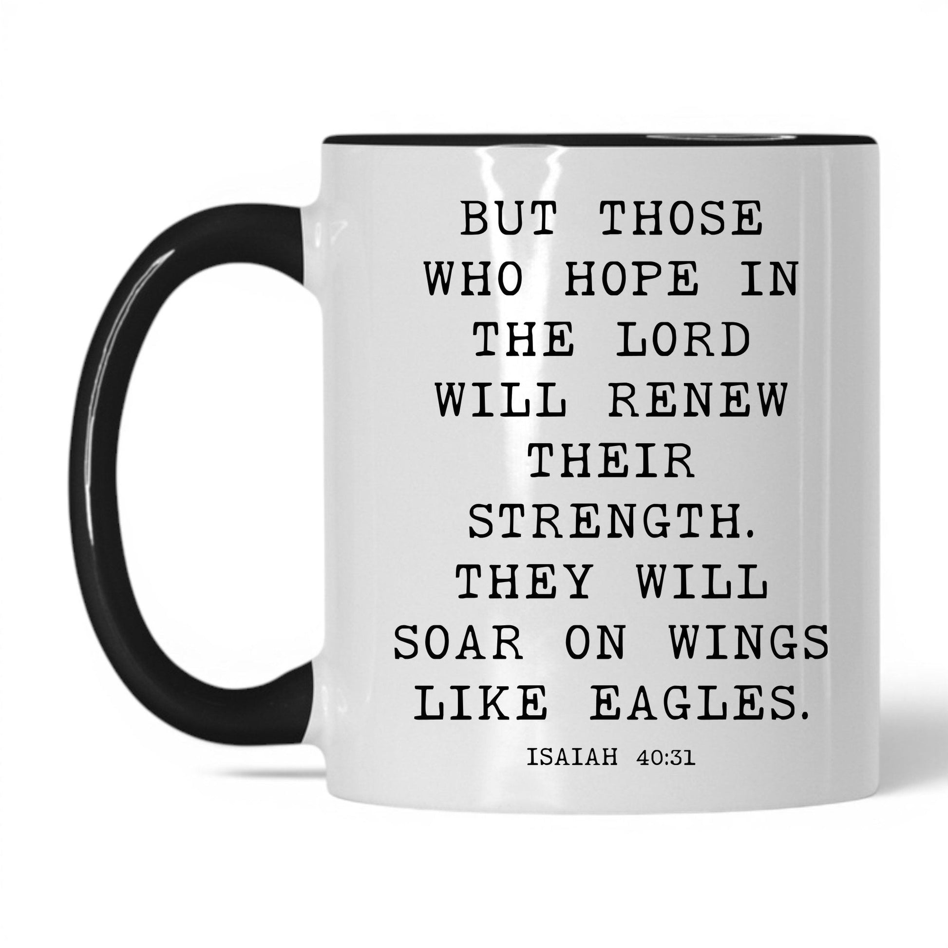 Wings Like Eagles Mug – 11oz White/Black Mug