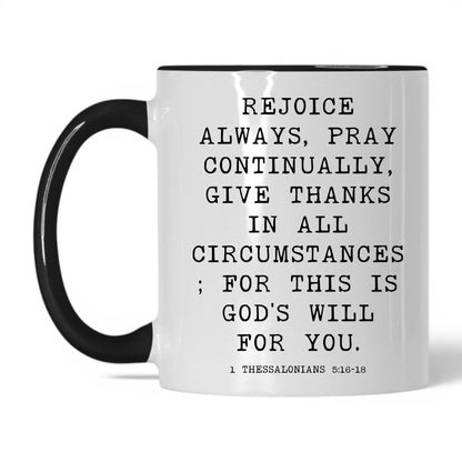 Rejoice Always Mug – 11oz White/Black Mug