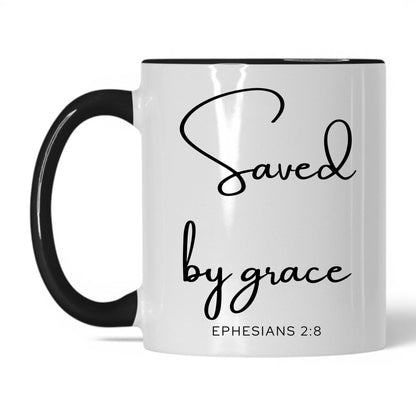 Saved by Grace Mug – 11oz White/Black Mug