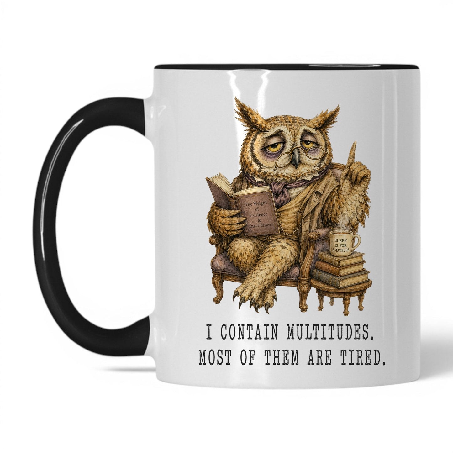 I Contain Multitudes Owl Mug – 11oz Black Mug