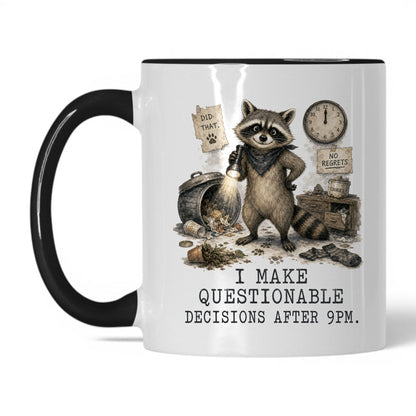 Questionable Decisions Raccoon Mug – 11oz White/Black Mug