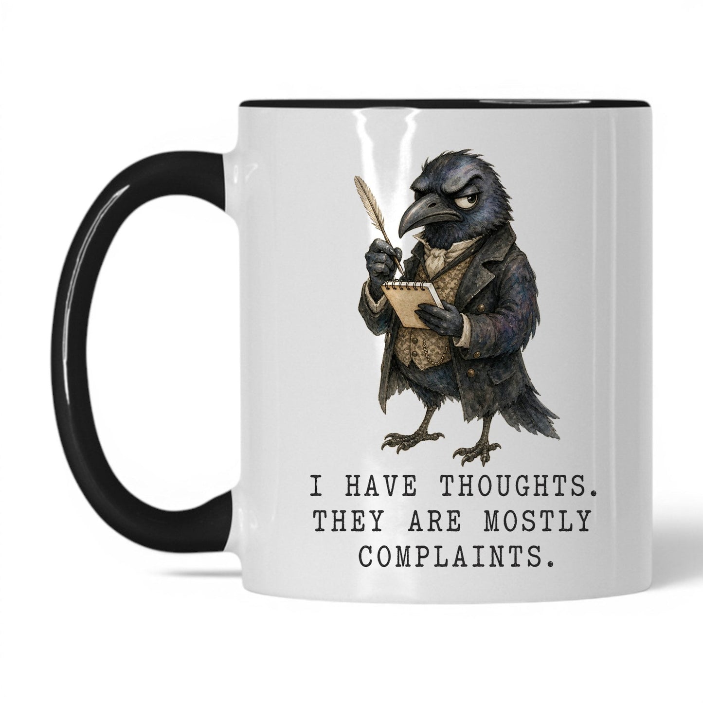 Mostly Complaints Crow Mug – 11oz White Black Mug