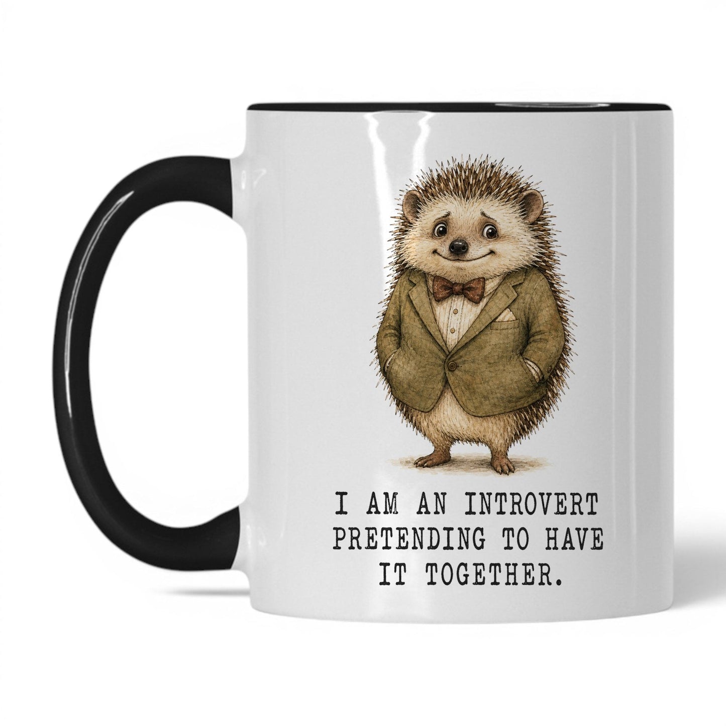 Introvert Pretending Hedgehog Mug – 11oz White Black Mug