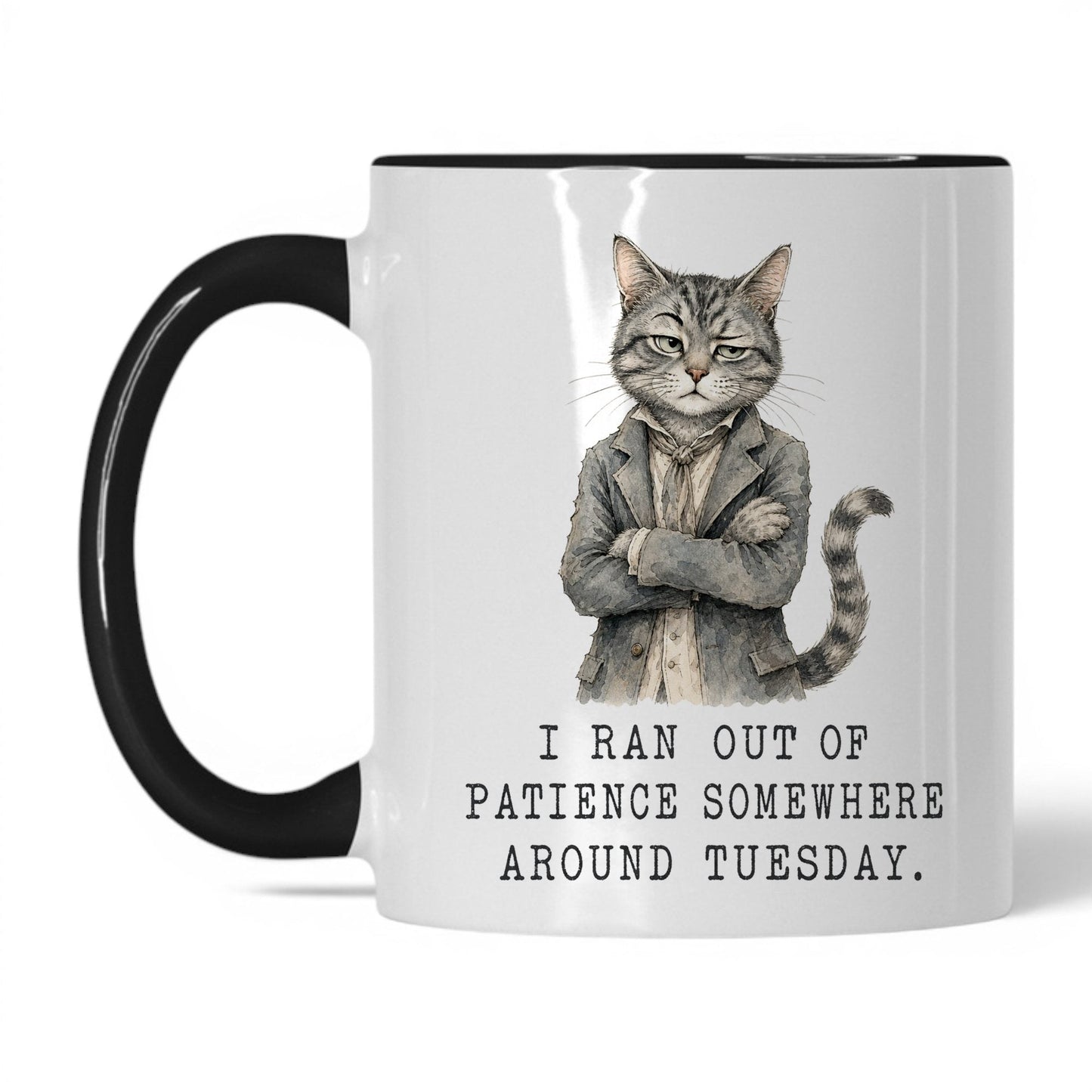 Out of Patience Cat Mug – 11oz White/Black Mug