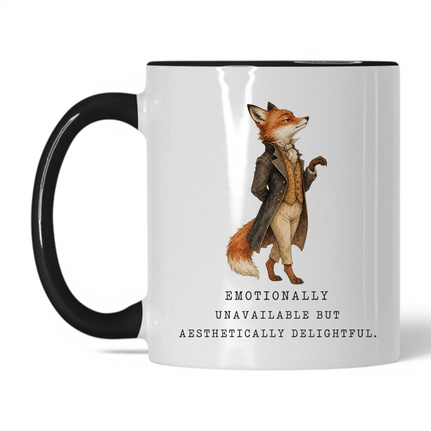 Emotionally Unavailable Fox Mug – 11oz White Black Mug
