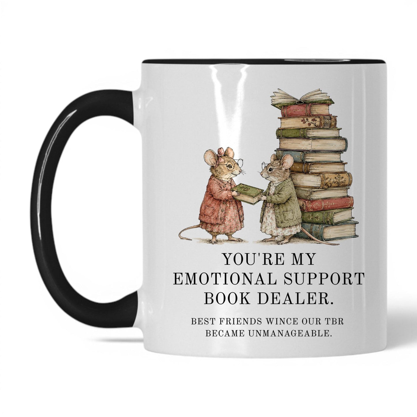 Emotional Support Book Dealer Mug – 11oz White/Black Mug