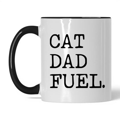 Cat Dad Fuel 11oz white and black coffee mug