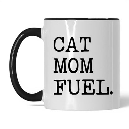 Cat Mom Fuel 11oz white and black coffee mug