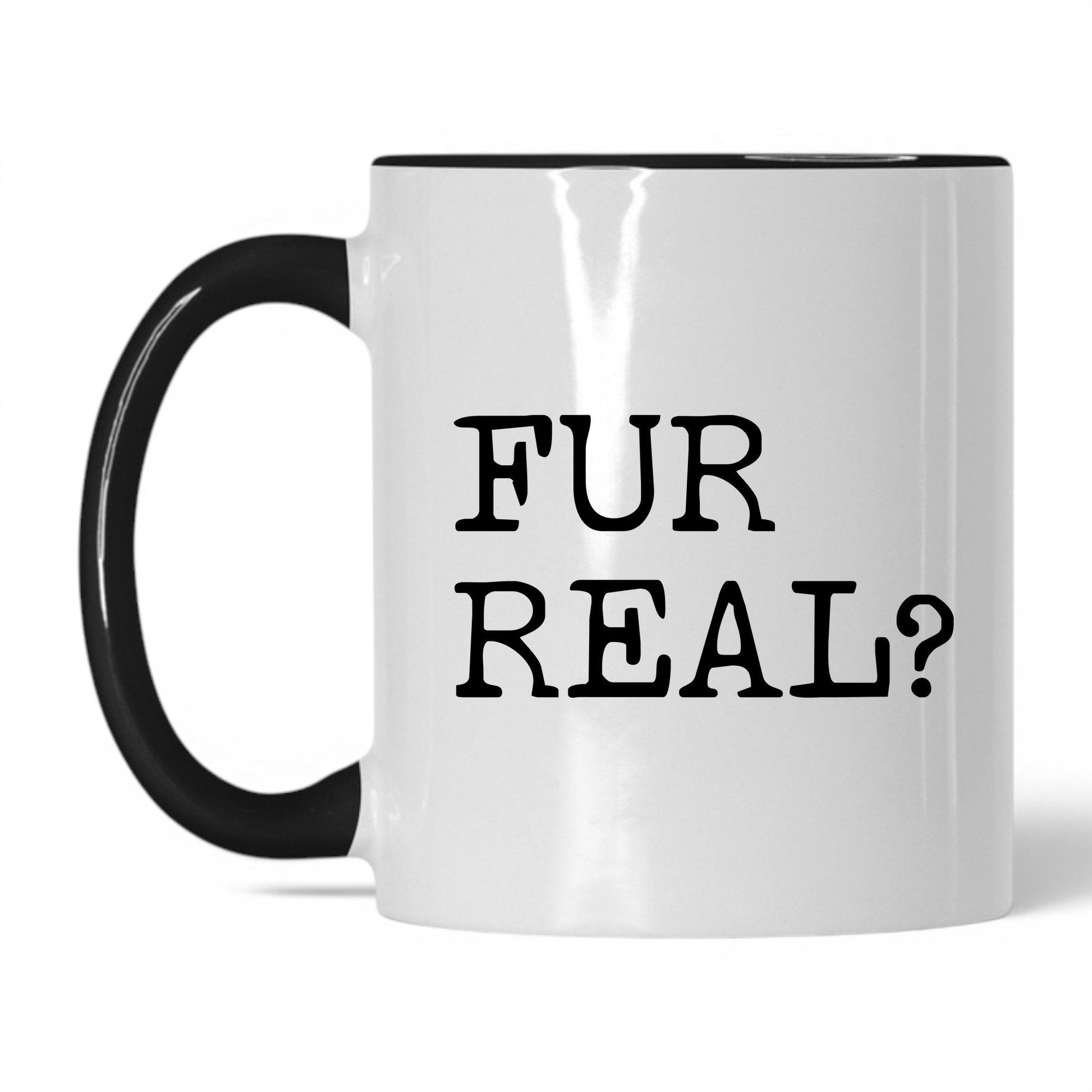 Fur Real 11oz white and black coffee mug