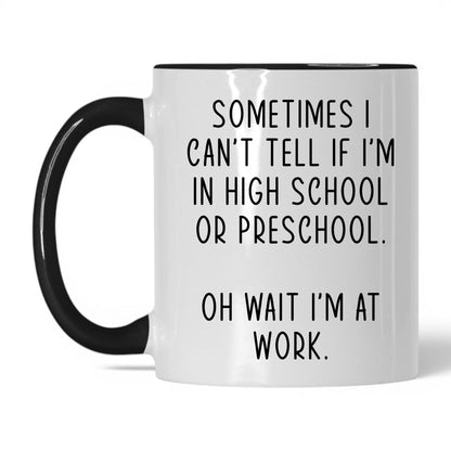 High School or Preschool Mug – 11oz White/Black Mug