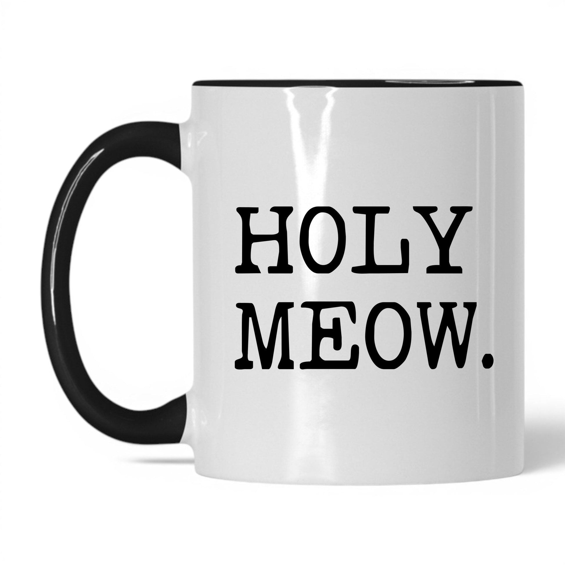 Holy Meow 11oz white and black coffee mug