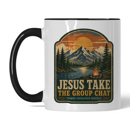 Jesus Take The Group Chat Sunset Mug – 11oz White/Black Mug