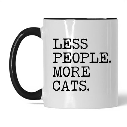Less People More Cats 11oz white and black coffee mug