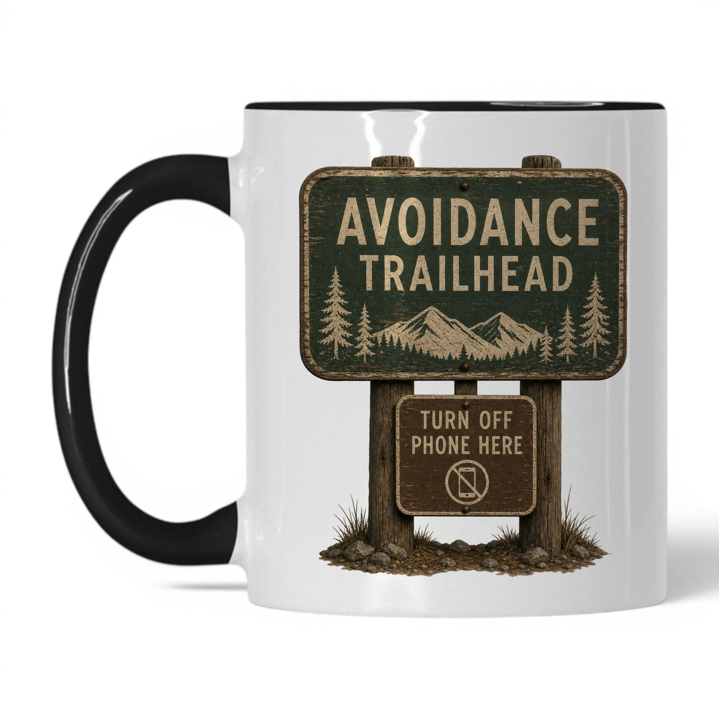 Avoidance Trailhead Mug – 11oz White/Black Mug