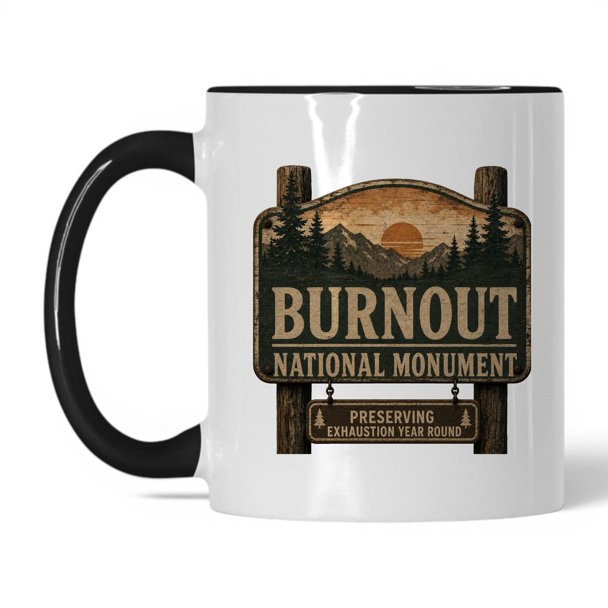 Burnout National Monument Mug – 11oz White/Black Mug