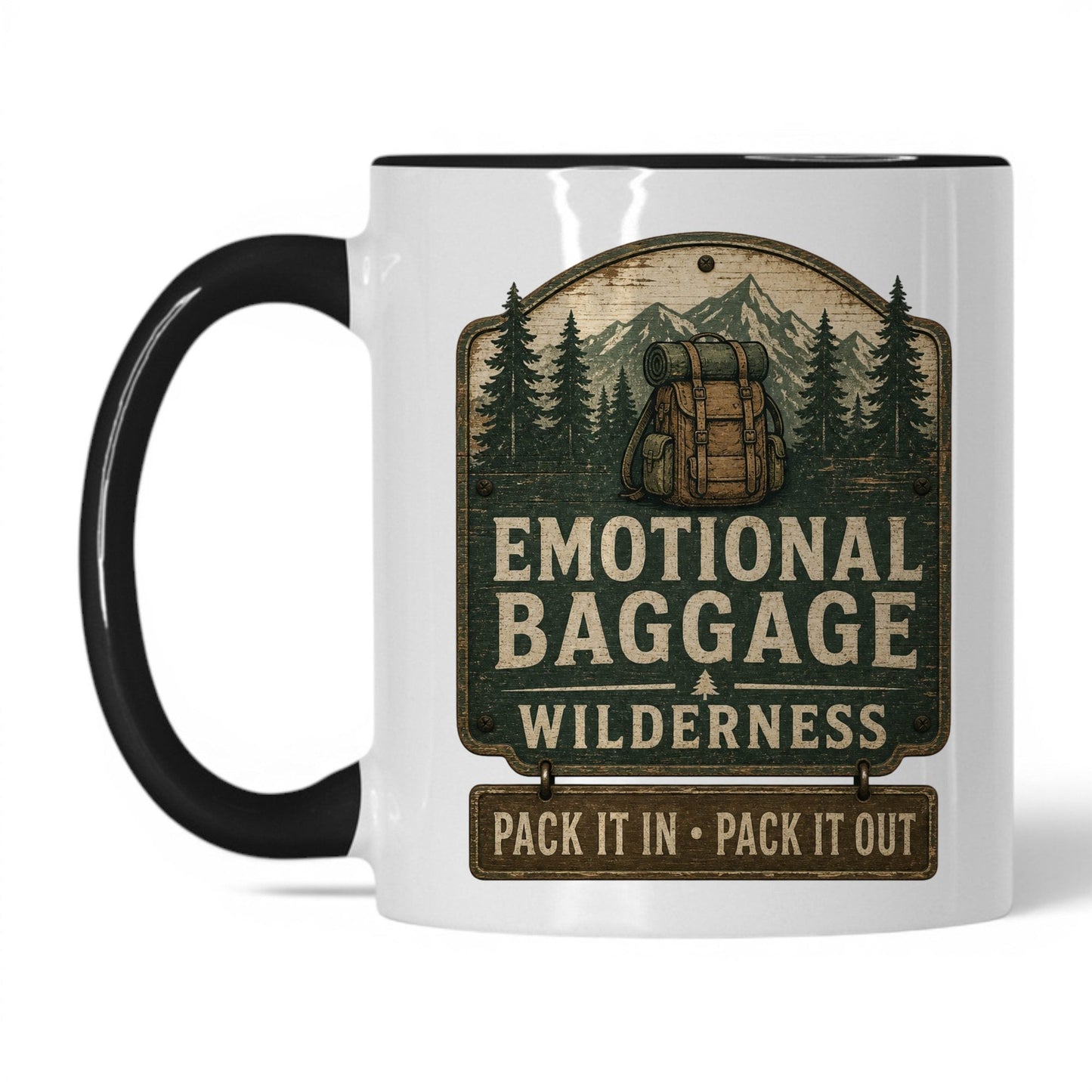 Emotional Baggage Wilderness Mug – 11oz White/Black Mug