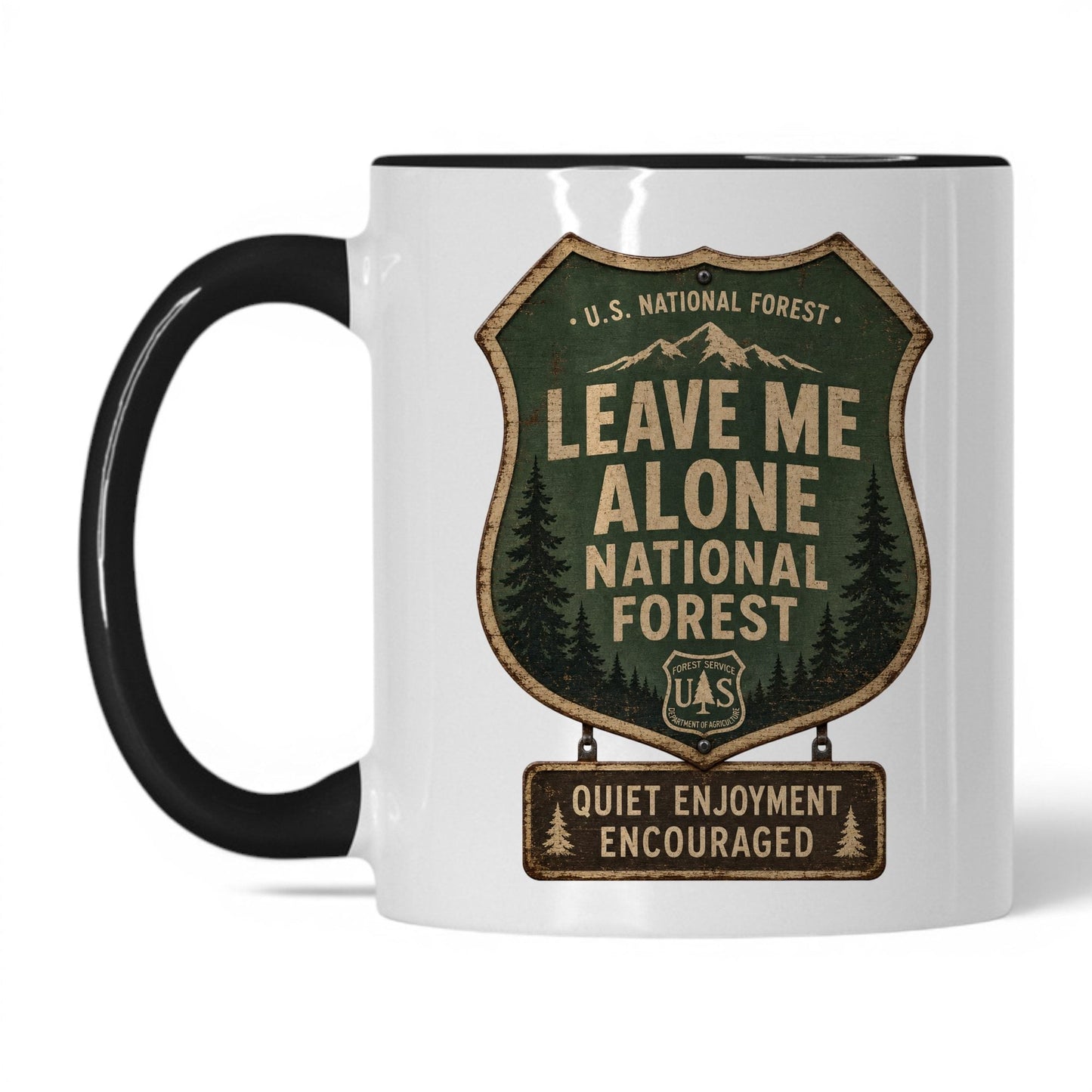 Leave Me Alone National Forest Mug – 11oz White/Black Mug