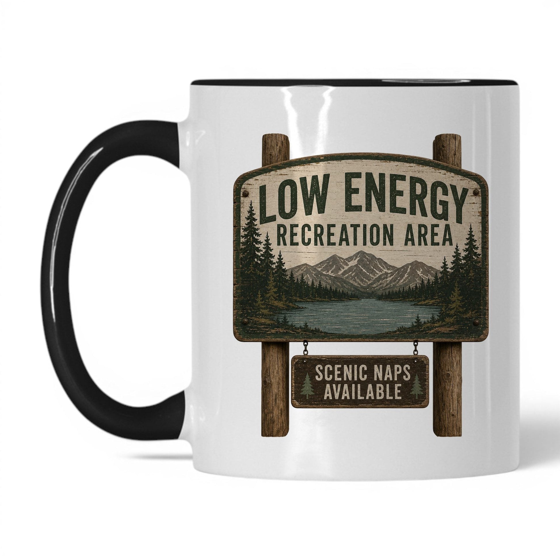Low Energy Recreation Area Mug – 11oz White/Black Mug