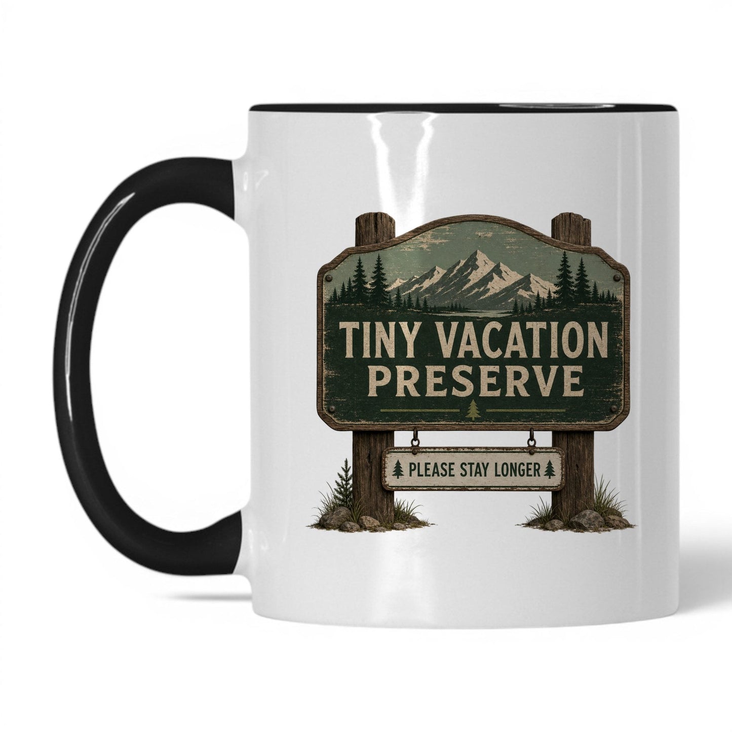 Tiny Vacation Preserve Mug – 11oz White/Black Mug
