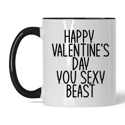 Happy Valentine's Sexy Beast Mug – 11oz White/Black Mug