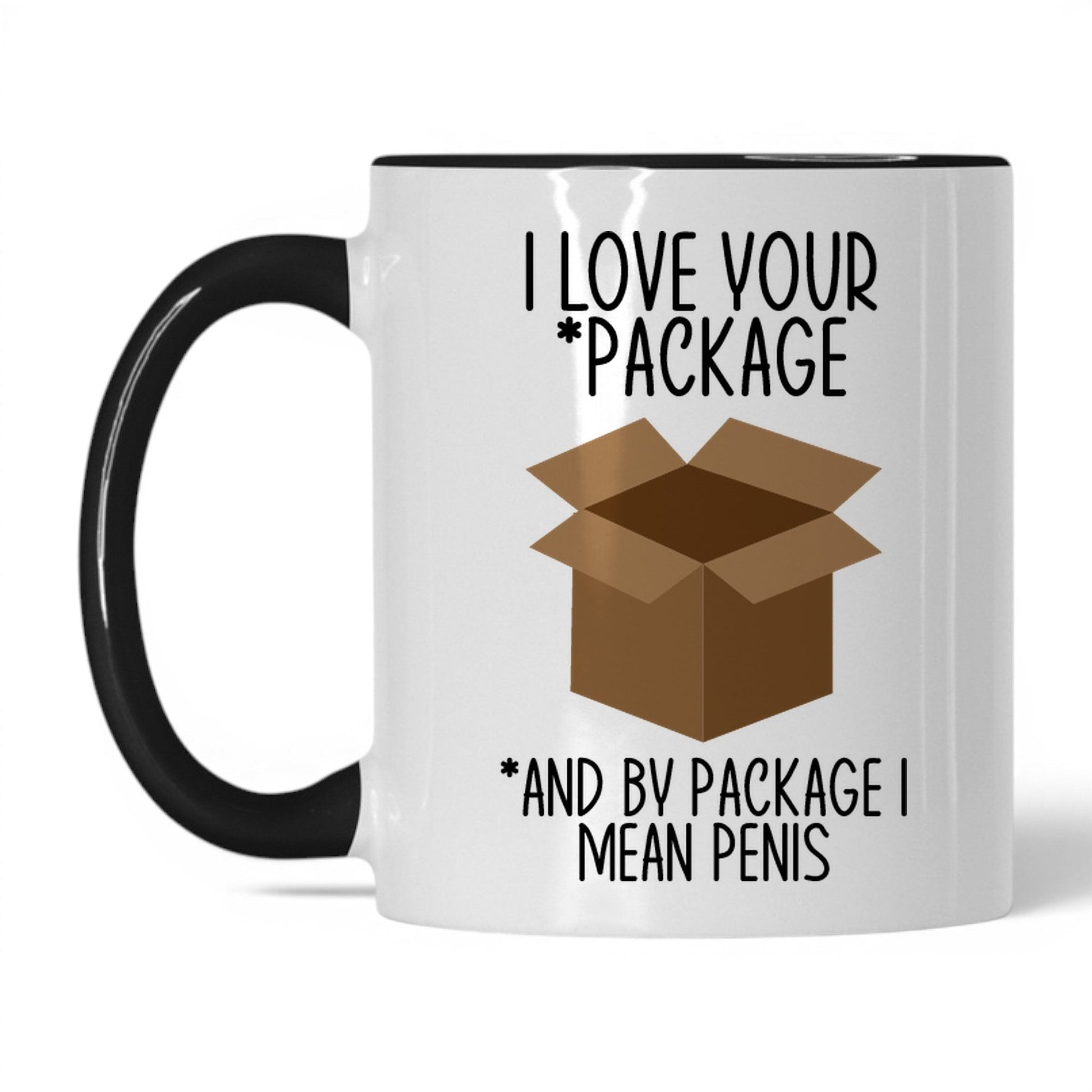 I Love Your Package Mug – 11oz White/Black Mug