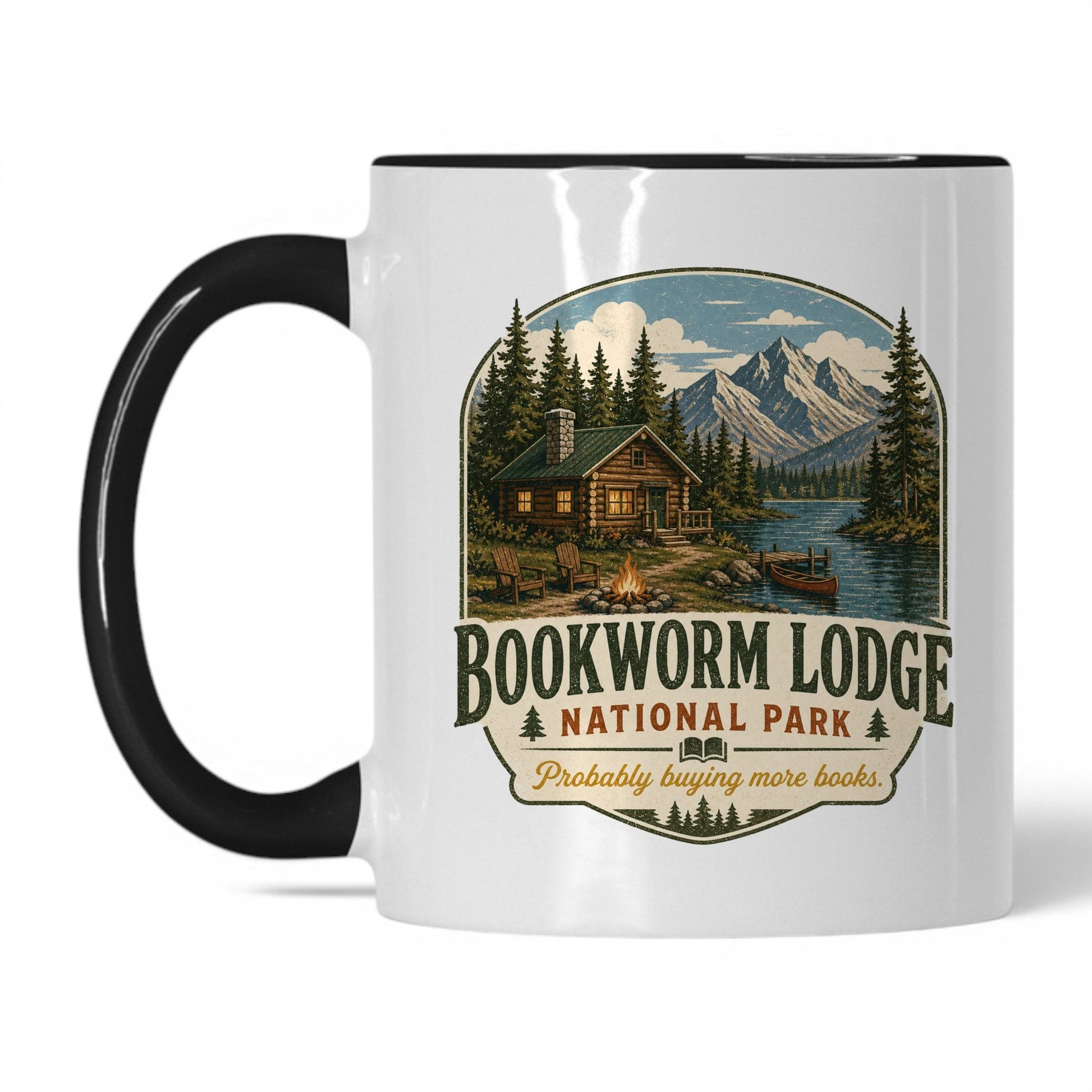 Bookworm Lodge National Park Mug – 11oz White/Black Mug