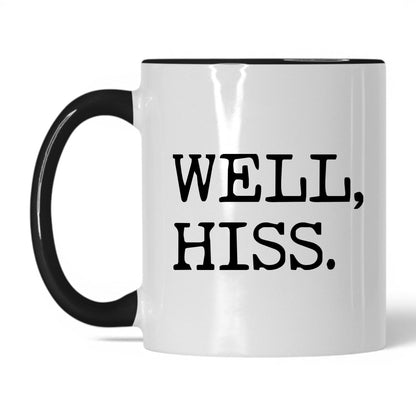 Well Hiss 11oz white and black coffee mug