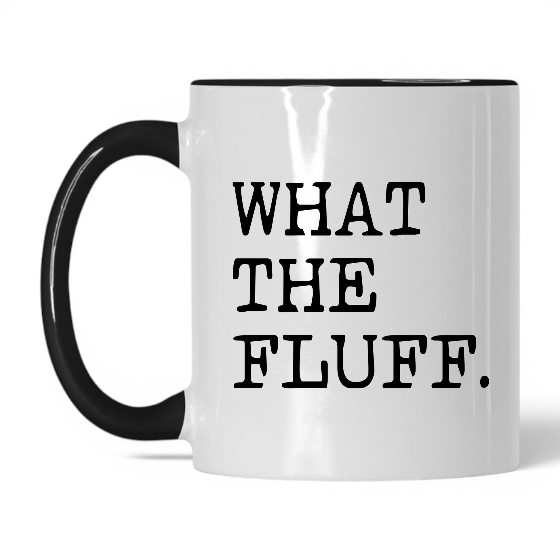 What the Fluff 11oz white and black coffee mug
