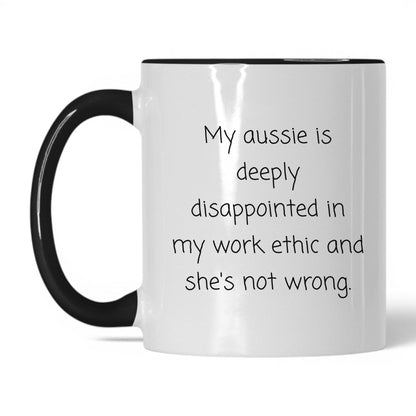 Disappointed Australian Shepherd Mug – 11oz White/Black Mug