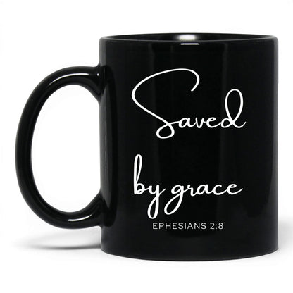 Saved by Grace Mug – 11oz Black Mug