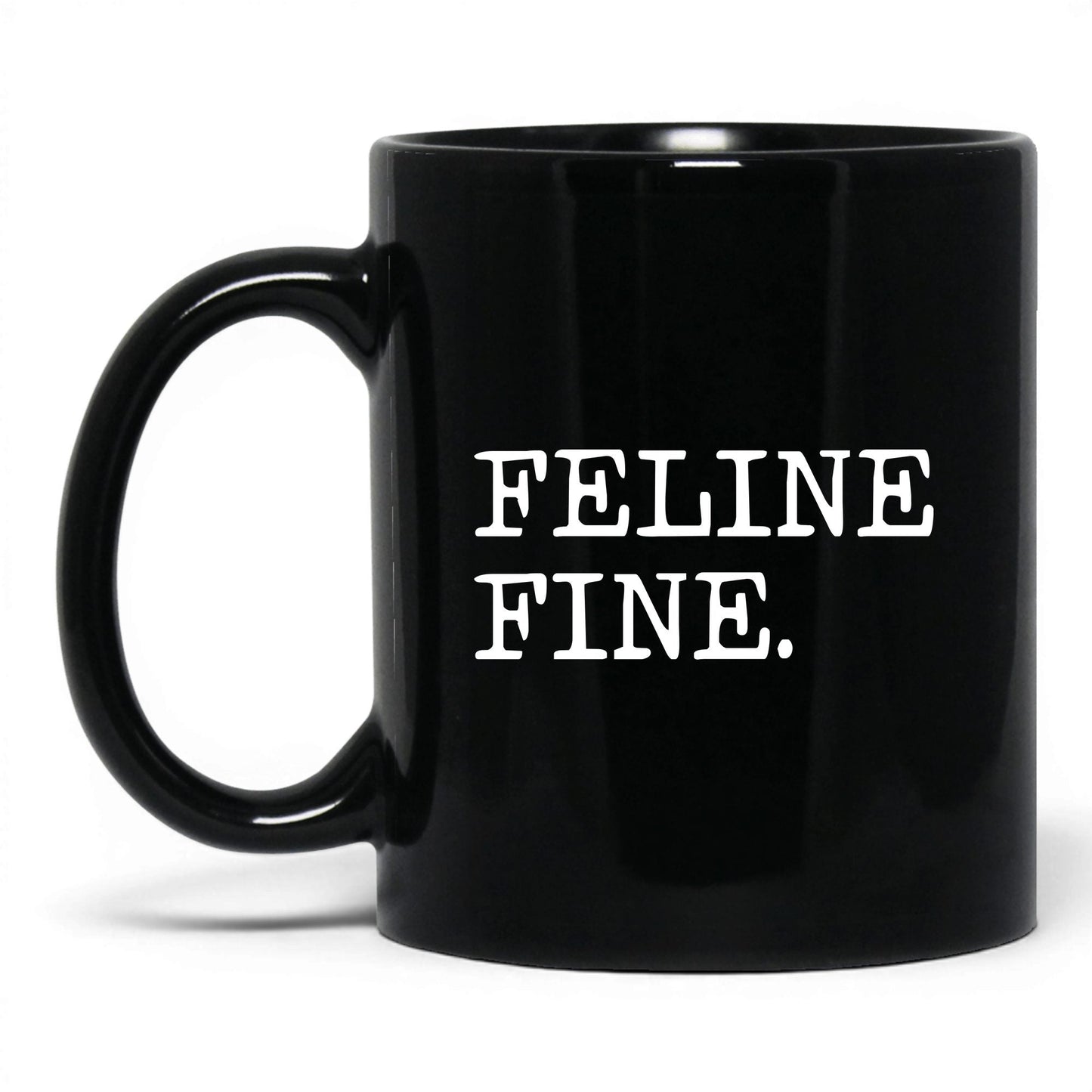 Feline Fine 11oz black coffee mug