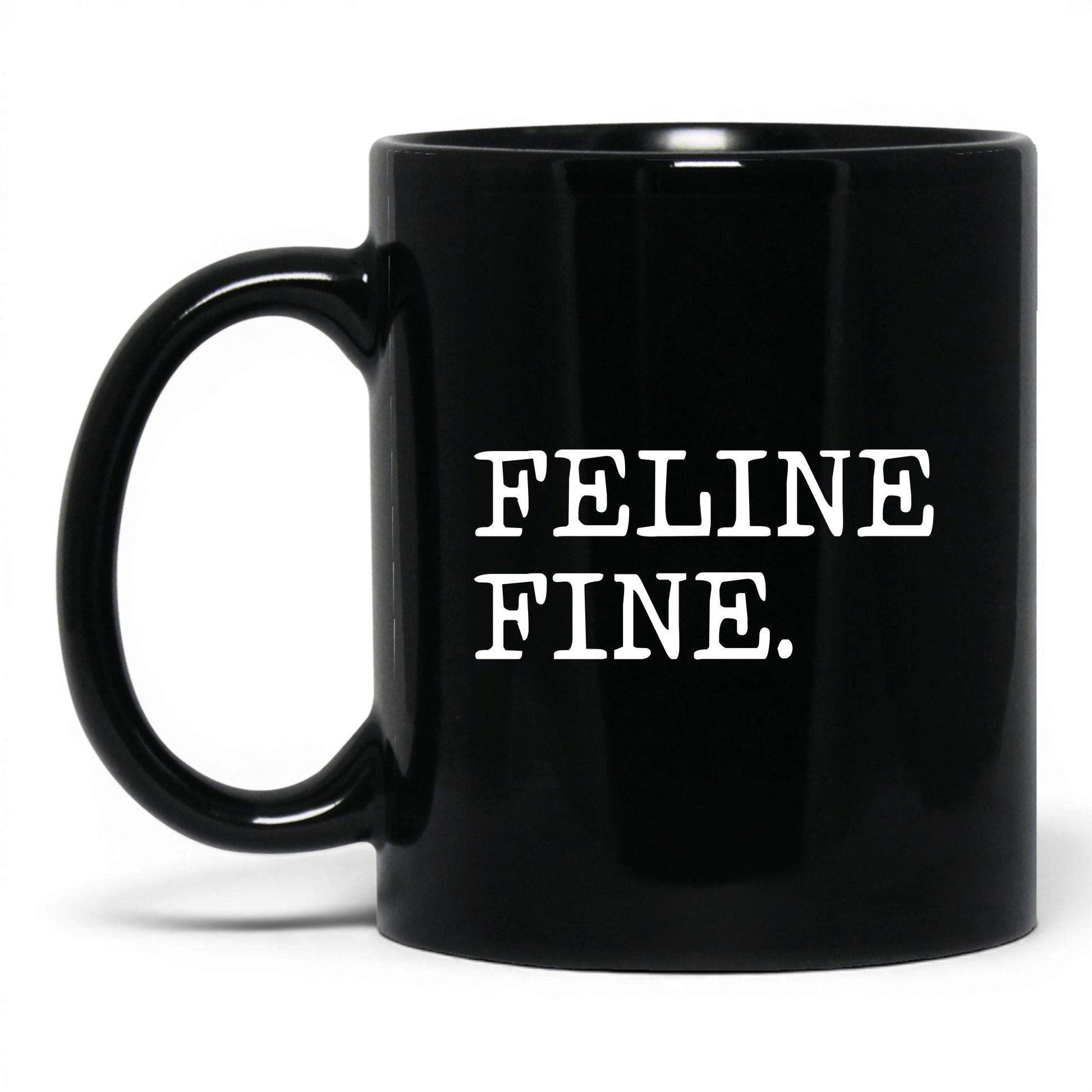 Feline Fine 11oz black coffee mug